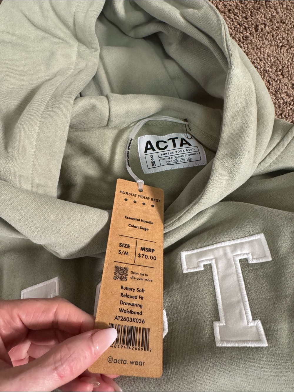 NWT ACTA Sage Hoodie | Size L/ XL - Picture 3 of 4
